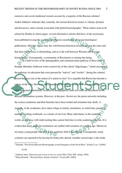 Recent Trends In the Historiography of Soviet Russia since 2004