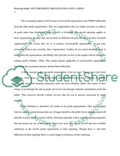 Not-for-Profit Organization and a VHWO