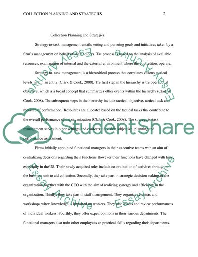 Collection Planning and Strategies