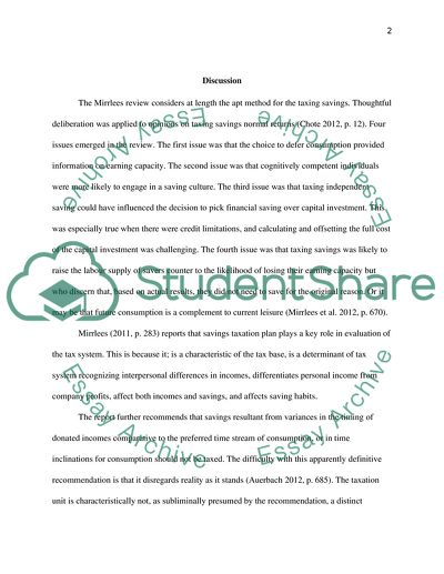 The Taxation of Household Savings as Presented by the Mirrlees Review Volume 2
