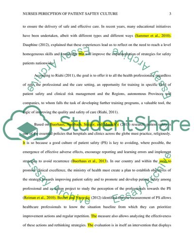 Nurses Perception of Patient Safety Culture in ARAR Hospitals