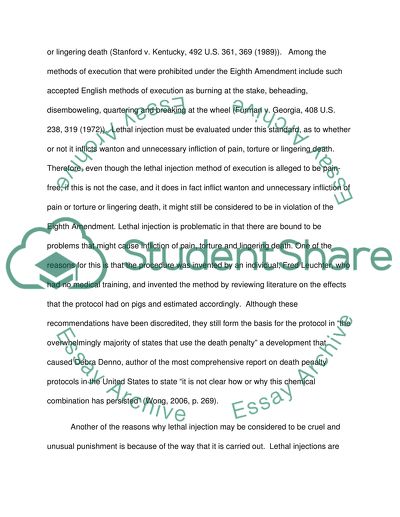 Should lethal injection be considered cruel and unusual punishment