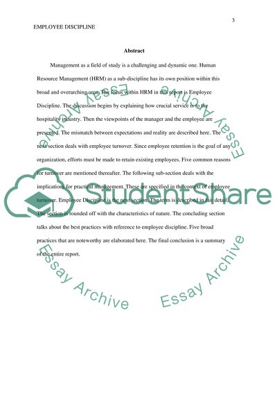 Employee Discipline Related to the Hospitality Industry