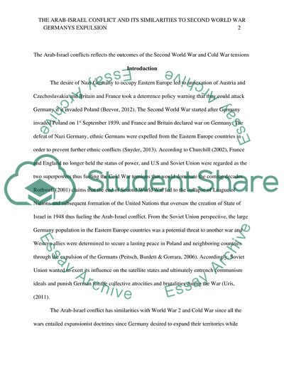 The Arab-Israeli Conflict and its Correlation to Cold War Tensions