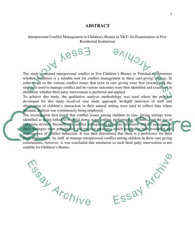Interpersonal Conflict Management in Childrens Homes