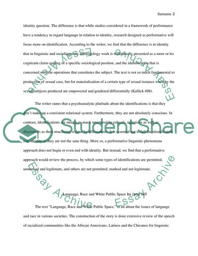 No by Don Kulick and Language, Race and White Public Space by Jane Hill