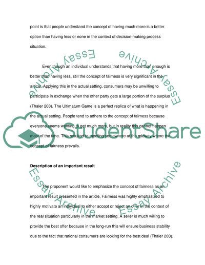 Experimental economics summary paper
