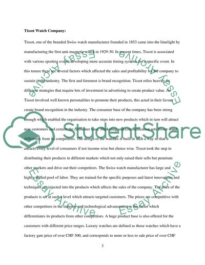 Tissot Watch Company Analysis