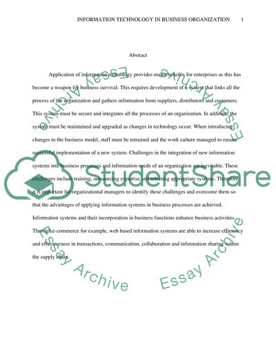 Use of Information Technology to Support the Drive E-Business in Organizations