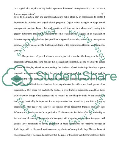 Organization Requires Strong Leadership Rather Than Sound Management