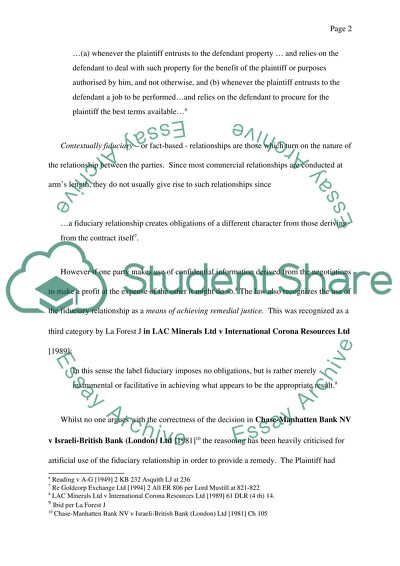 Trust Law: Fiduciary Relationship Recognized in English Law