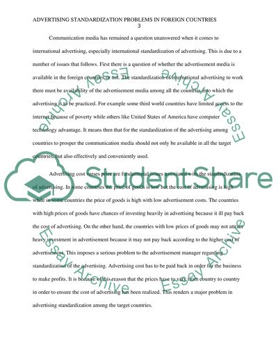 Advertising Standardization Problems in Foreign Countries