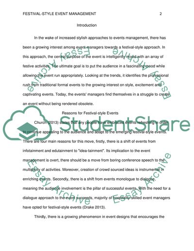 A Trend of Festival-Style Events within Hospitality Industry