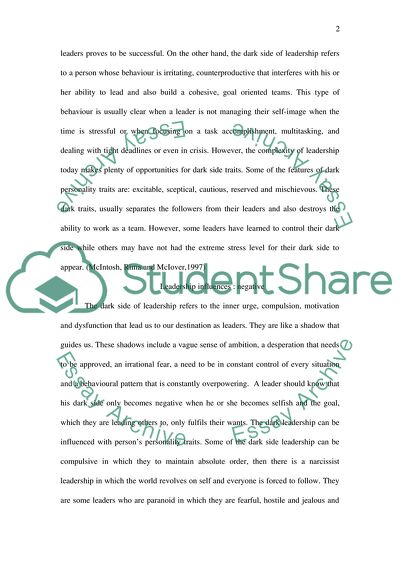 Changes in dark leadership