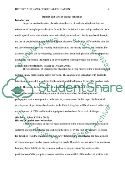 History and Laws of Special Education