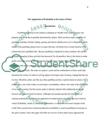 The Application of Probability in the Game of Poker