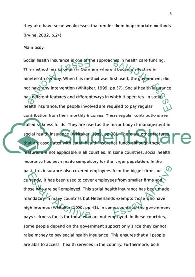 Health Care Funding Systems