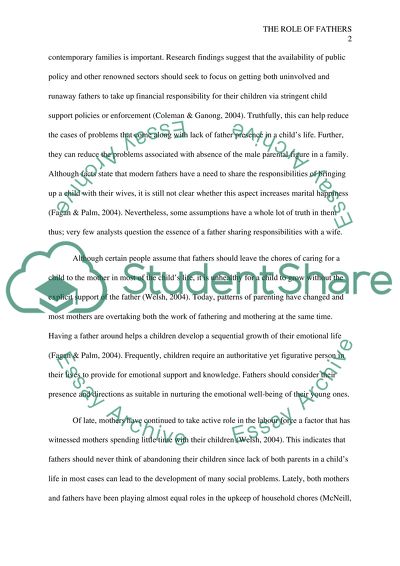 The Role of Fathers on Contemporary Families