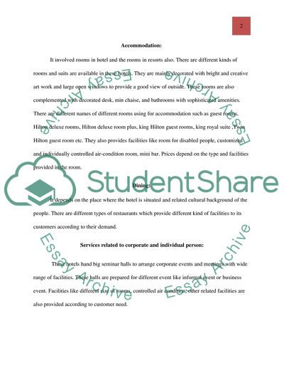 Sales Development and Merchandising of Hilton Hotel