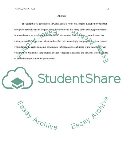 Amalgamation in The Local Government in Canada