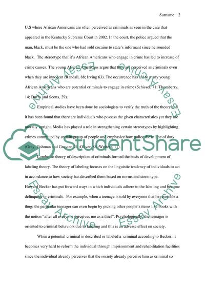 The Effect of Stereotypes on Potential Criminals