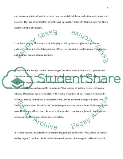 Loves Deeds and Endeavors in a Midsummer Nights Dream