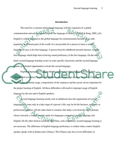 Age and Second Language Acquisition