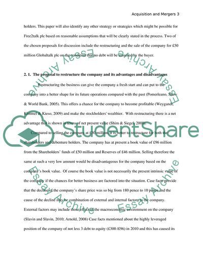 Free2talk Plc - Advantages and Disadvantages of Restructuring the Company