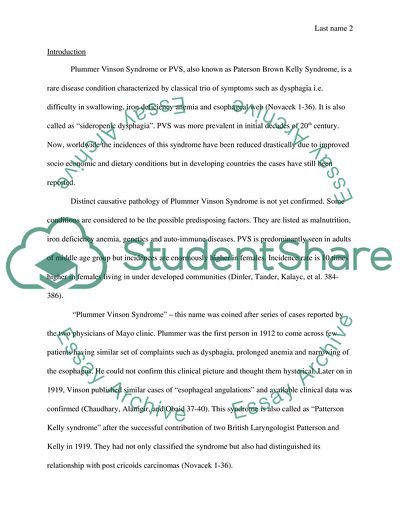 Plummer Vinson Syndrome