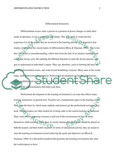 Differentiation and Professional Development in the Global Market