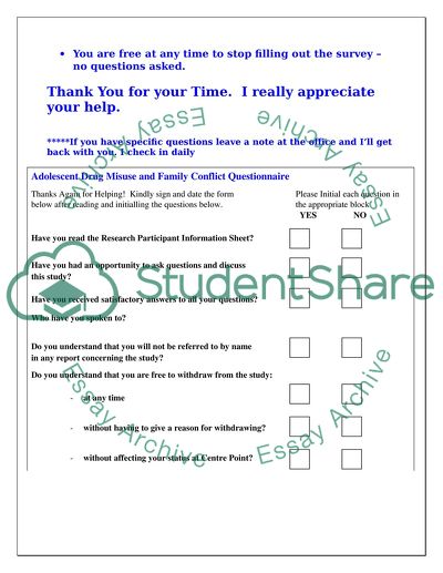Adolescent Drug Misuse and Family Conflict Questionnaire