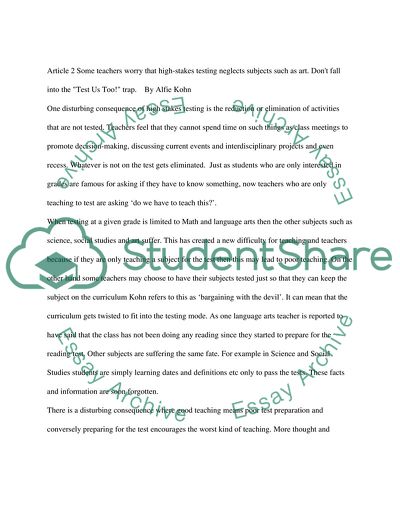 High-Stakes Testing Neglects Subjects Such as Art