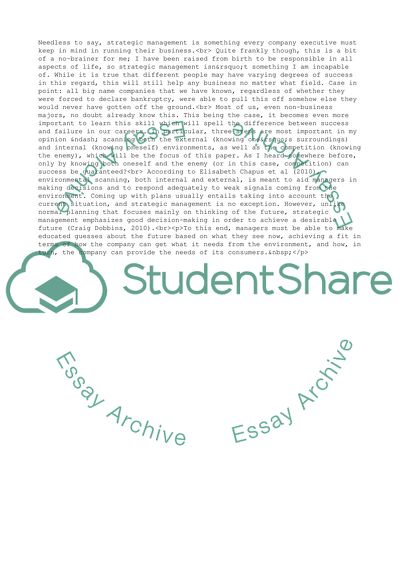 Strategic Management and Competitive Advantage