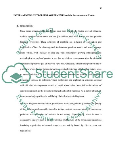 Effects of International Petroleum Agreements