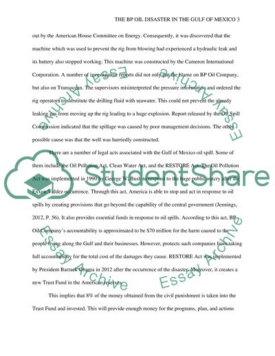 The BP Oil Disaster in the Gulf of Mexico