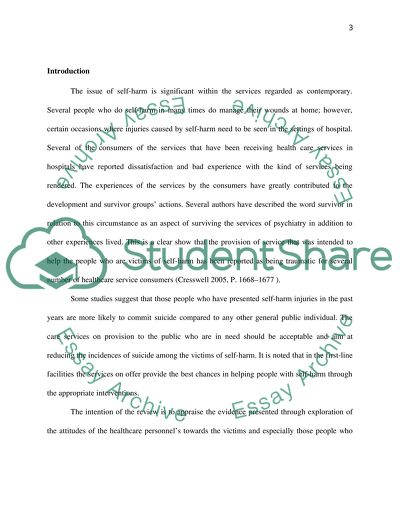 Self-Harming: Dissatisfaction with the Kind of Care by the Statutory Services