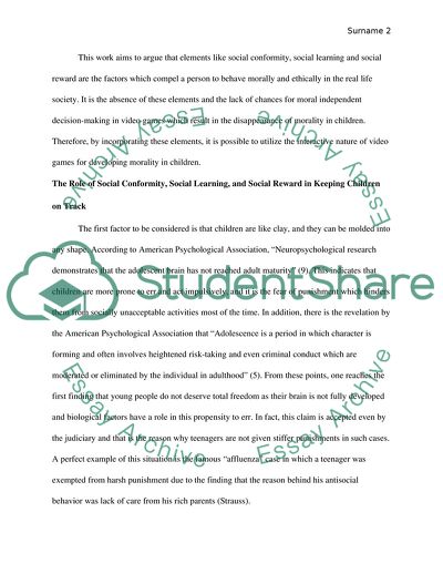 Immoral Activities in Video Games