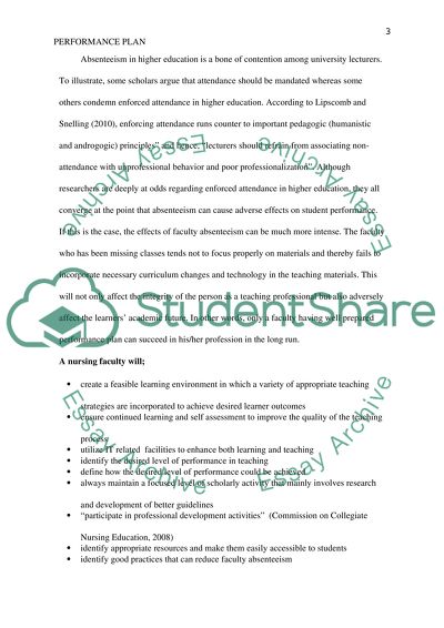 Performance Plan for a Nursing Faculty