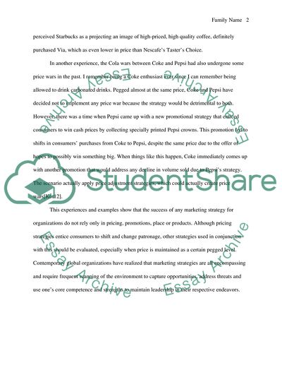 Marketing Concepts as Related to Personal Experience