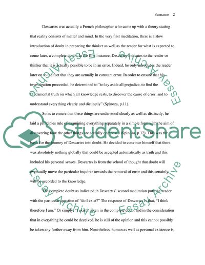 Contrast of Descartes Concept of Self Consciousness