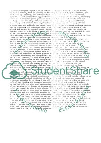 Working as an Intern at Emerson Company