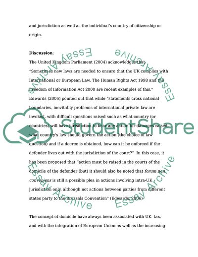 The English International Private Law Governing the Traditional, Personal Law, Concept of Domicile