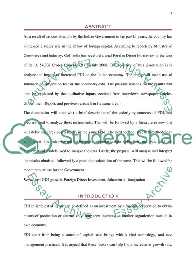 The Impact of the Growth of FDIs on the Indian Economy