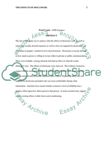 Socially Desirable Responding and the Target of Disclosure in Relation to Comfort of Disclosure