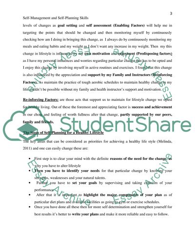 Self-Management and Self-Planning Skills (Physical Education Course)