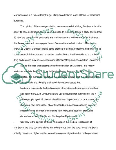 For and Against the Legalization of Marijuana