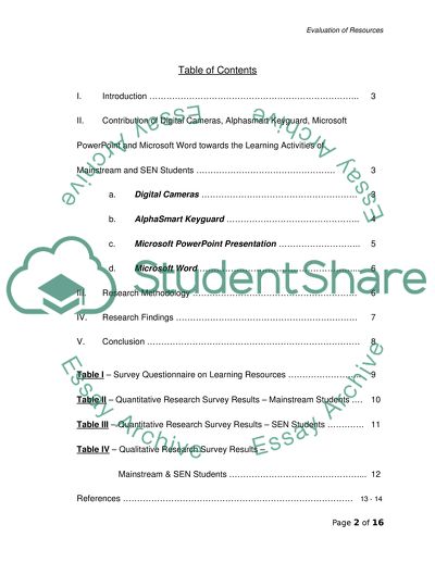 Educational Resources Evaluation