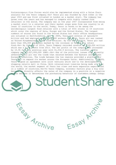 Political, Economic, Social, Technological, and Legal Elements of Tesco Plc
