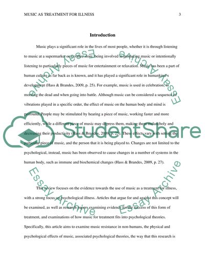 Music as a Treatment for Illness