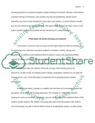 Perfect learning environment and functioning of school tribunal